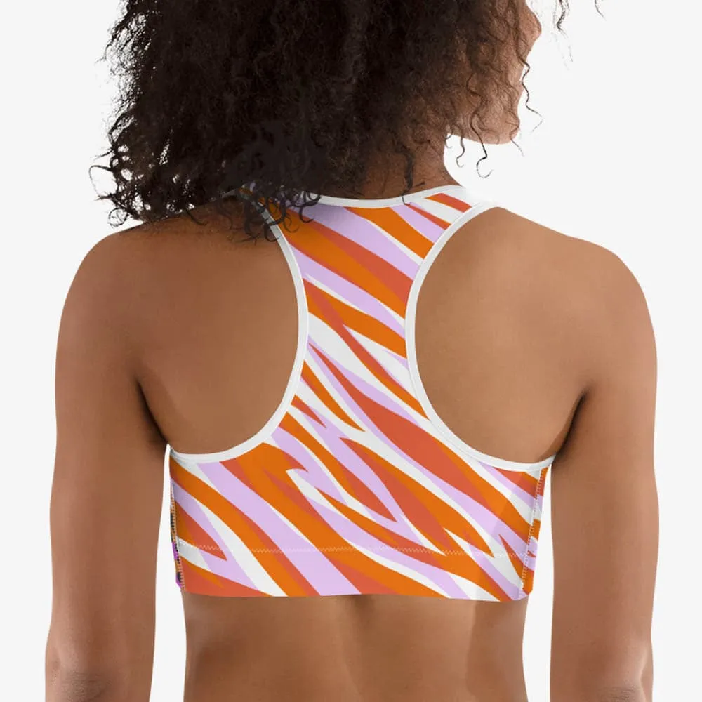 Animal Printed Sports Bra "Cheetiger" Orange