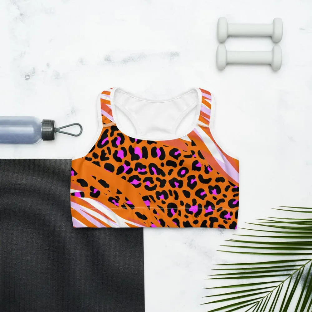 Animal Printed Sports Bra "Cheetiger" Orange