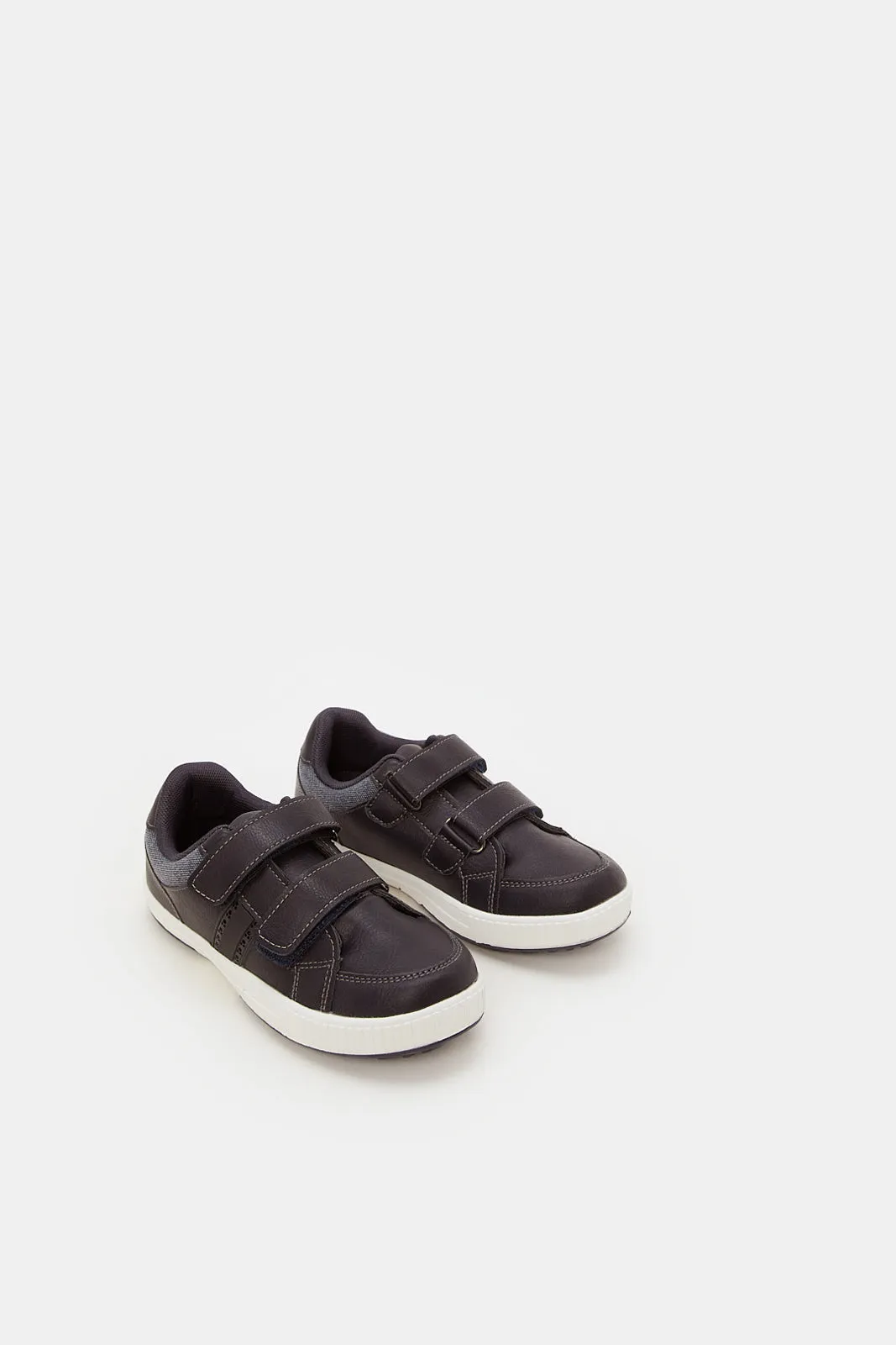 Boys Navy Material Block Sneakers