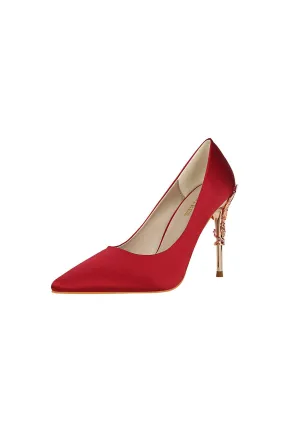 Burgundy Shallow Metal Stiletto Heels