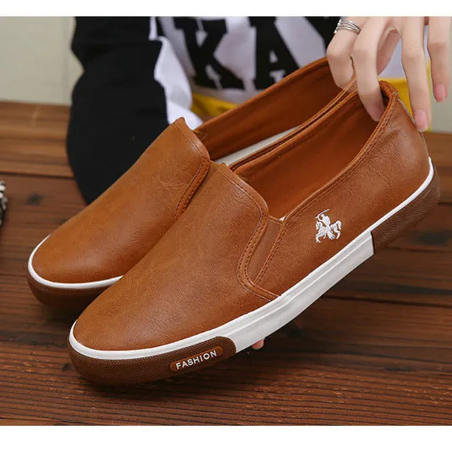 Casual Shoes Men Comfortable PU Leather Mens Loafers Handmade Design Flats Sneakers