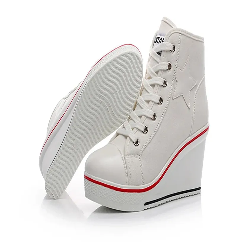 Funki Buys | Boots | Women's Canvas Elevator Platform Sneaker