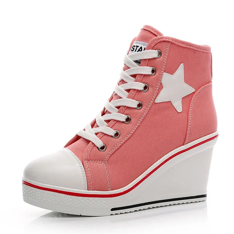 Funki Buys | Boots | Women's Canvas Elevator Platform Sneaker