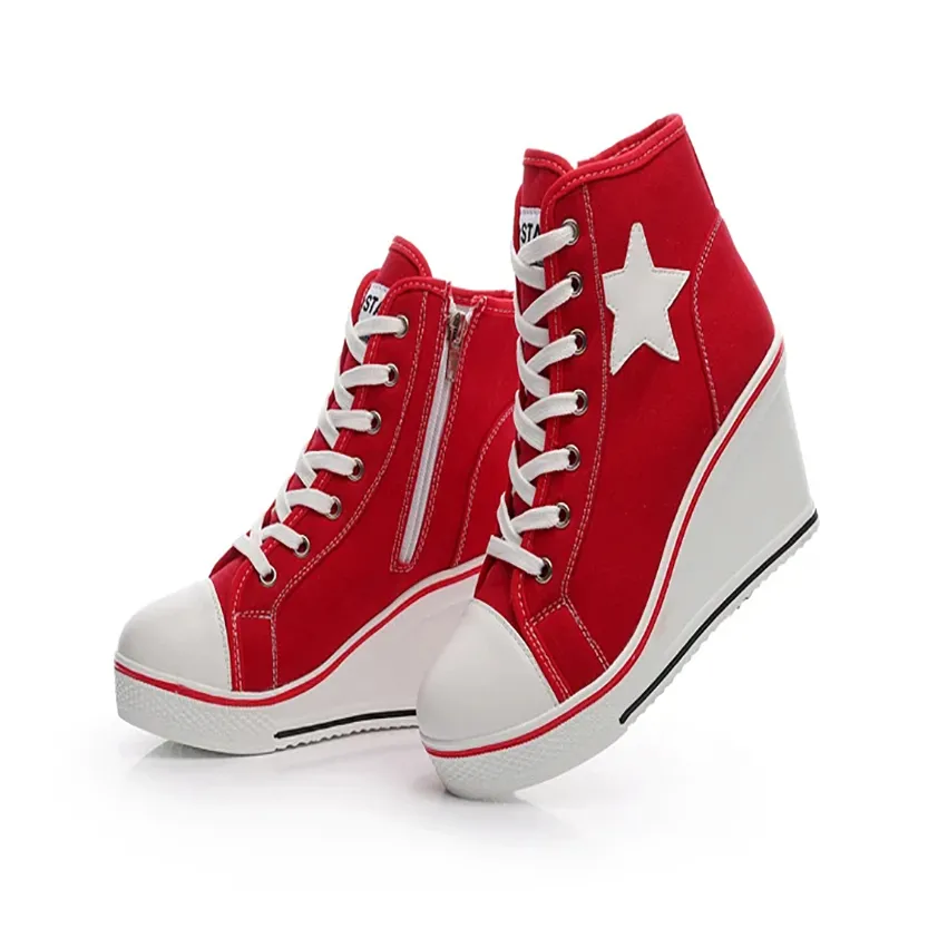 Funki Buys | Boots | Women's Canvas Elevator Platform Sneaker