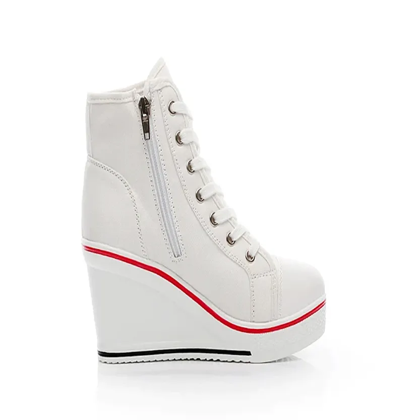 Funki Buys | Boots | Women's Canvas Elevator Platform Sneaker