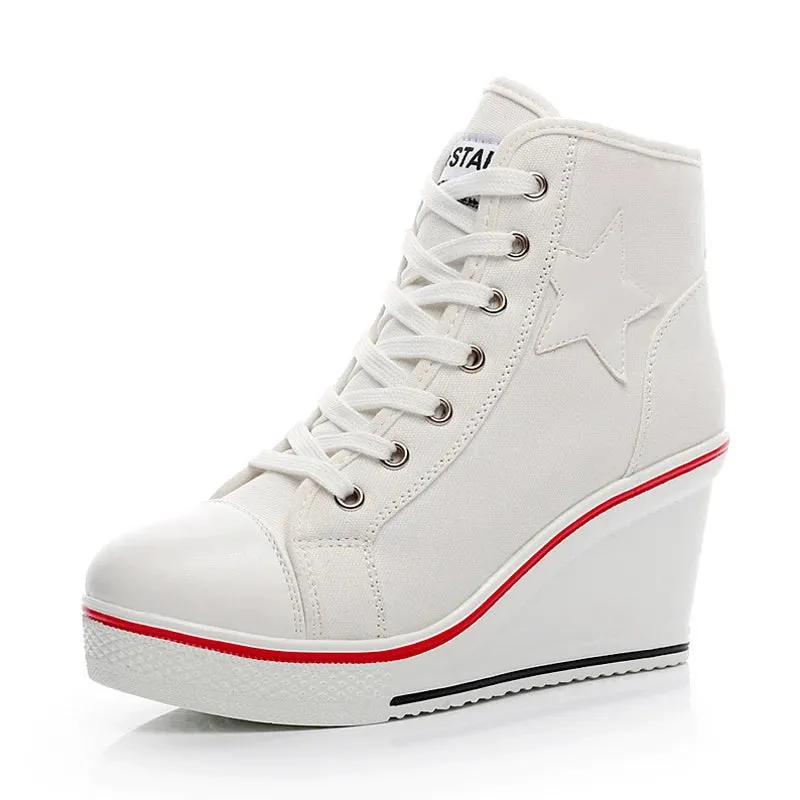 Funki Buys | Boots | Women's Canvas Elevator Platform Sneaker