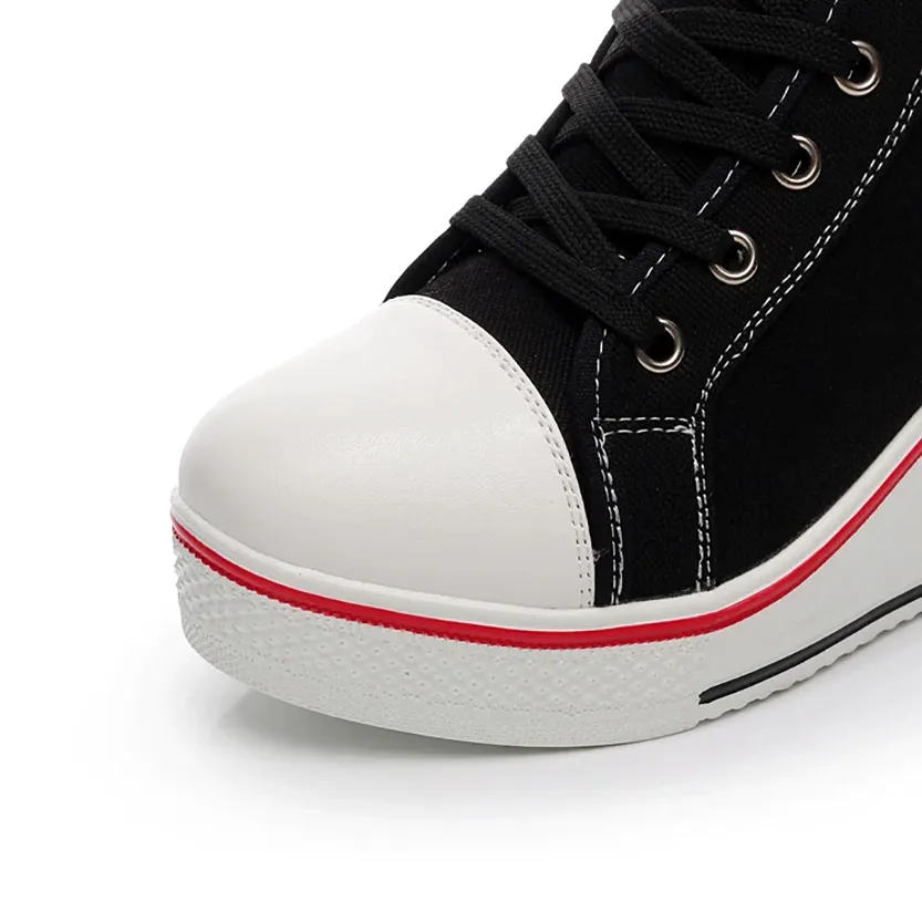 Funki Buys | Boots | Women's Canvas Elevator Platform Sneaker