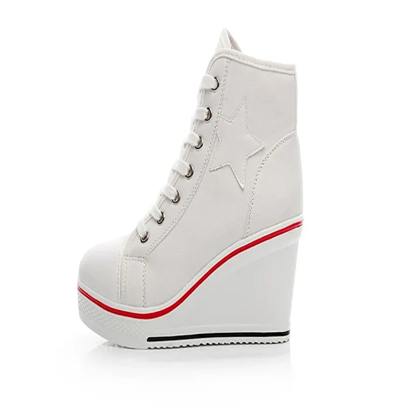 Funki Buys | Boots | Women's Canvas Elevator Platform Sneaker