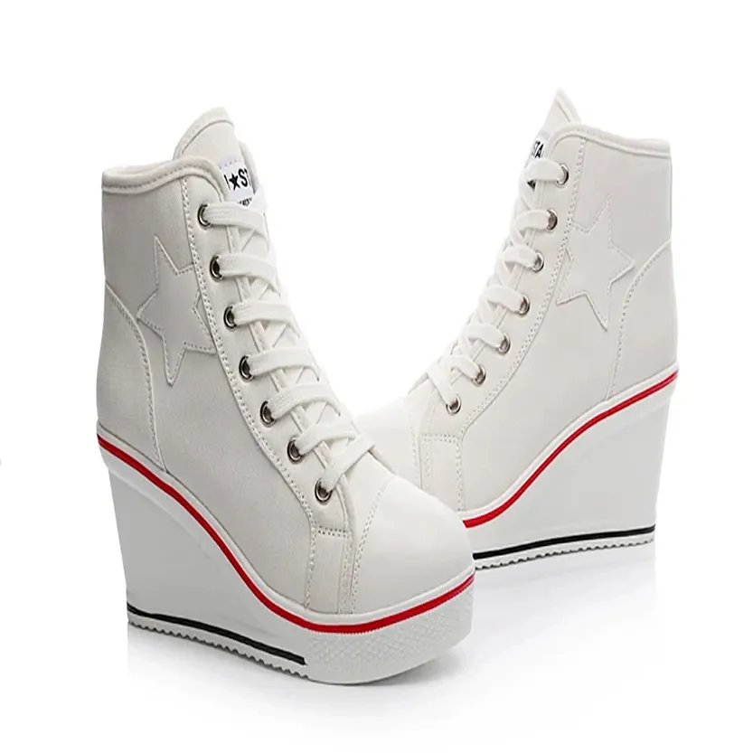 Funki Buys | Boots | Women's Canvas Elevator Platform Sneaker