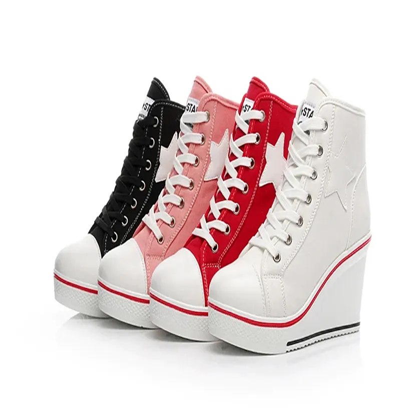 Funki Buys | Boots | Women's Canvas Elevator Platform Sneaker