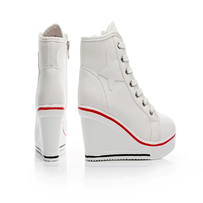 Funki Buys | Boots | Women's Canvas Elevator Platform Sneaker