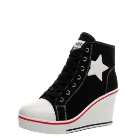 Funki Buys | Boots | Women's Canvas Elevator Platform Sneaker