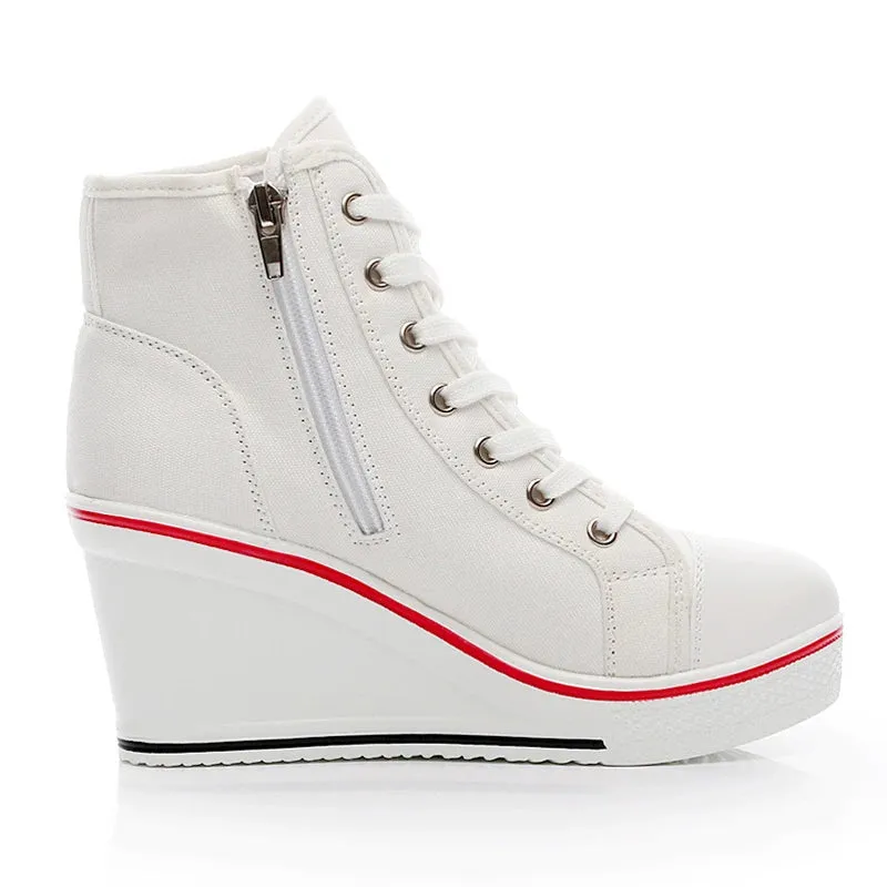 Funki Buys | Boots | Women's Canvas Elevator Platform Sneaker