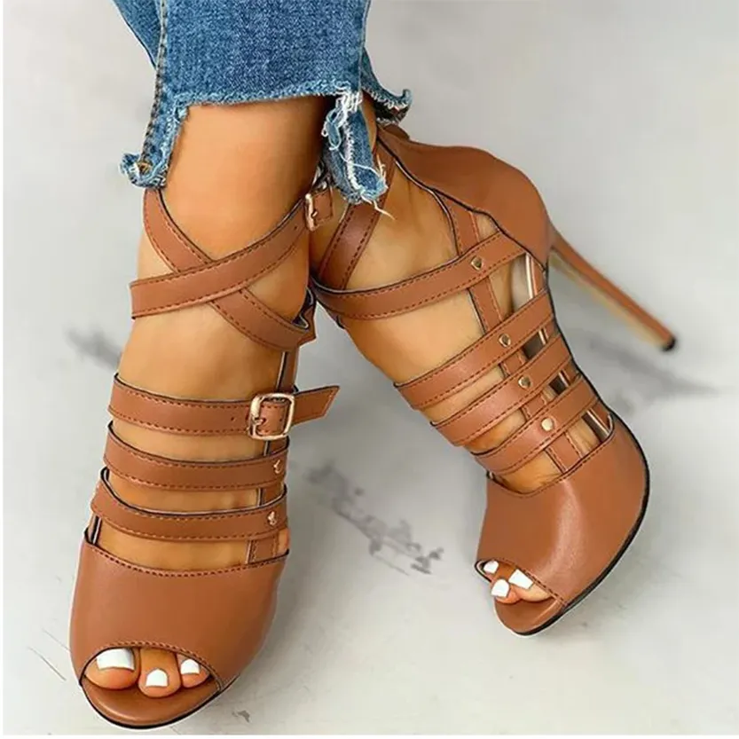 Funki Buys | Shoes | Women's Strappy Roman Stiletto Sandals