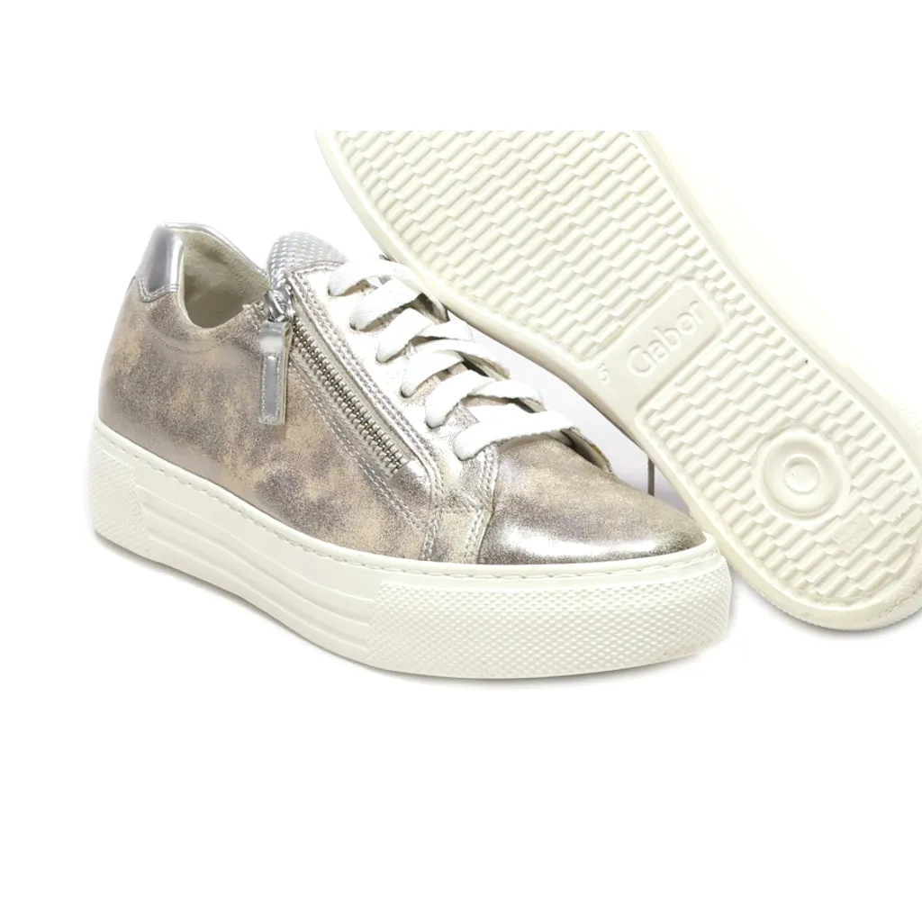 Gabor Low-Top Sneakers Leather Gold Colour For Women