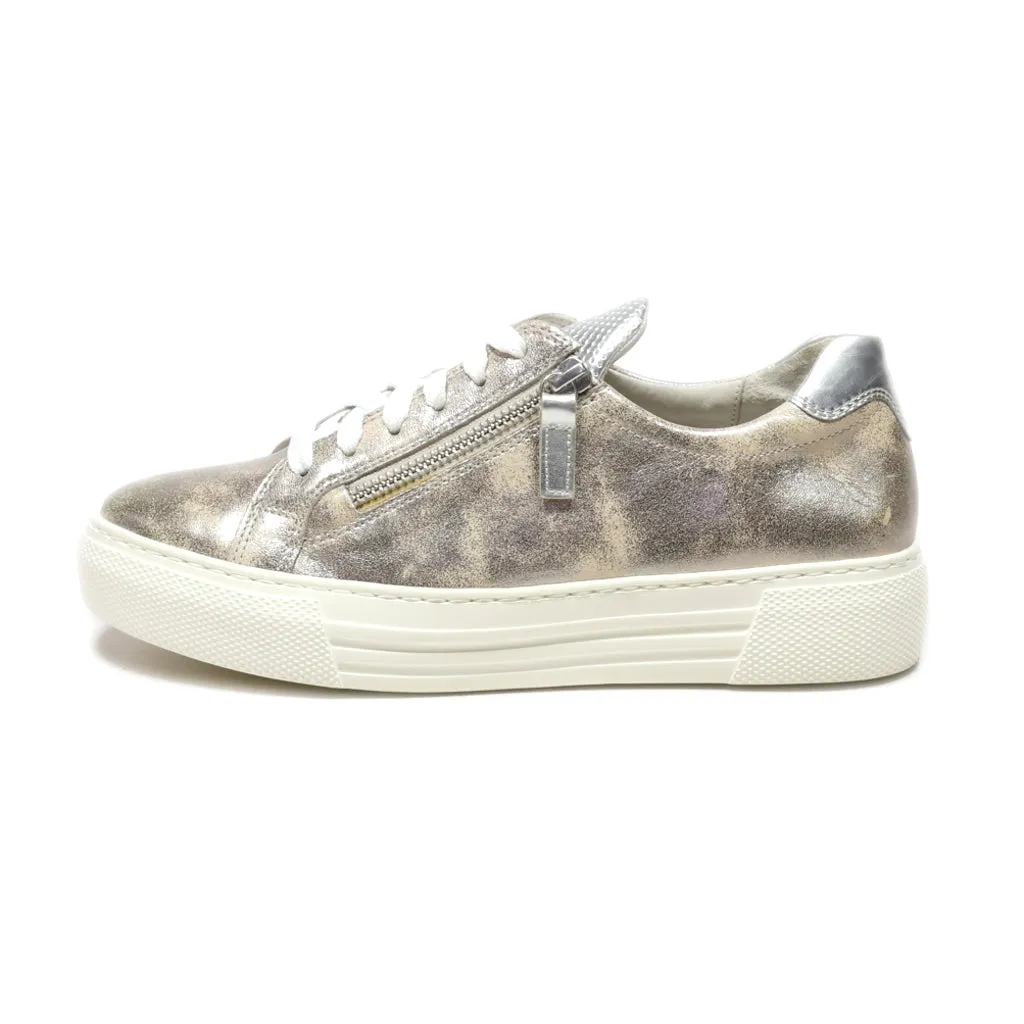 Gabor Low-Top Sneakers Leather Gold Colour For Women