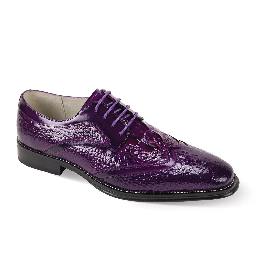 Giovanni Shane Classic Crocodile-Embossed Oxford Shoes