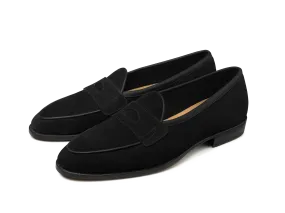 Grand Fenelon Penny Loafers in Black Noble Suede