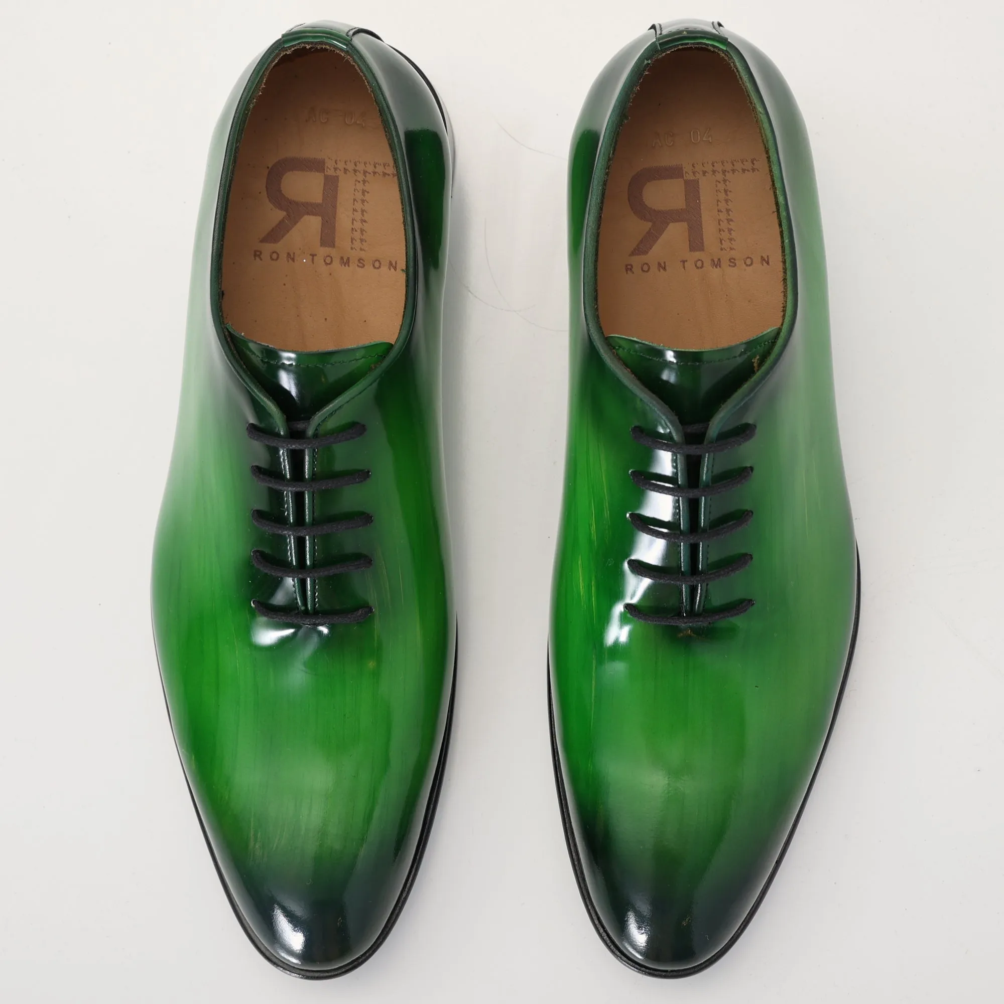 Hand Paint Patina Patent Leather Oxfords - Green