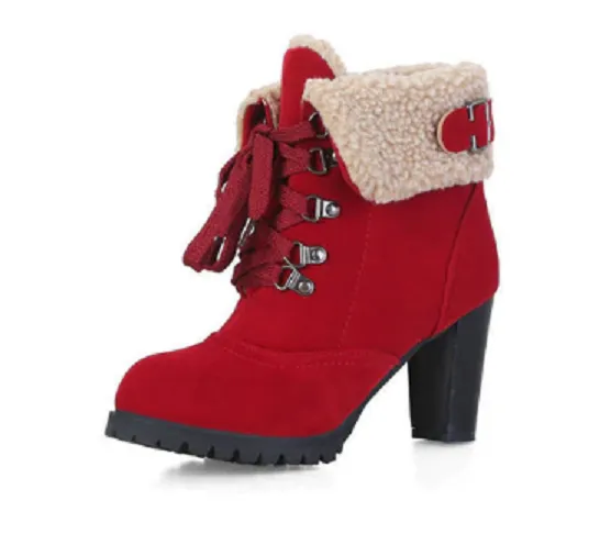 High-heeled scrub short boots