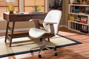 Home Office Rathburn Modern and Contemporary White and Walnut Office Chair