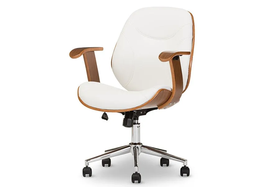 Home Office Rathburn Modern and Contemporary White and Walnut Office Chair