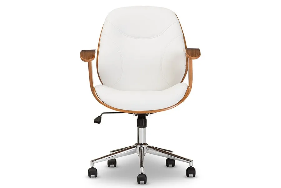 Home Office Rathburn Modern and Contemporary White and Walnut Office Chair