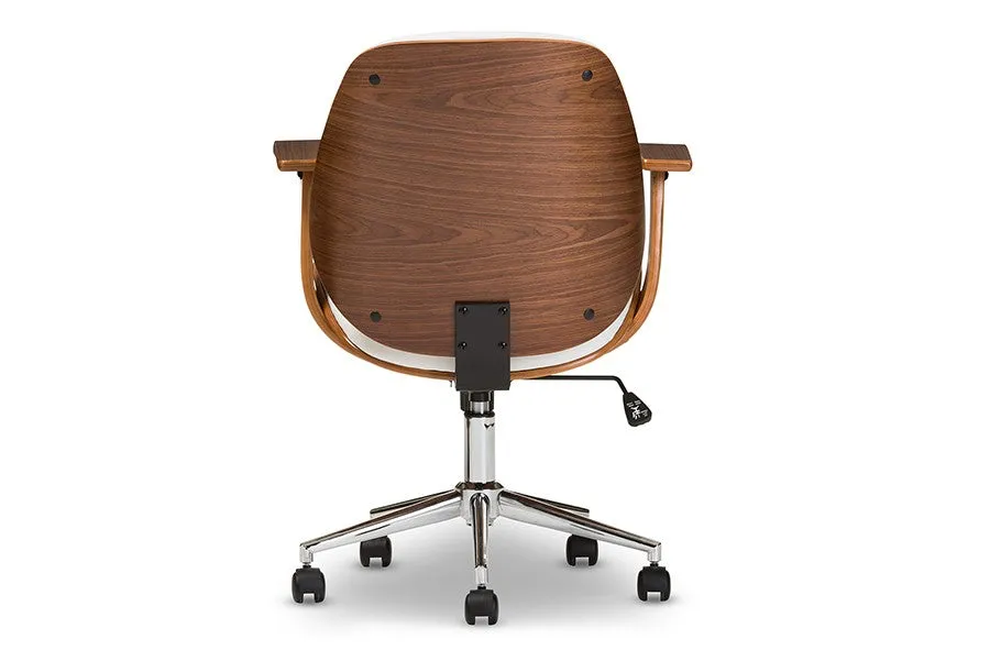 Home Office Rathburn Modern and Contemporary White and Walnut Office Chair