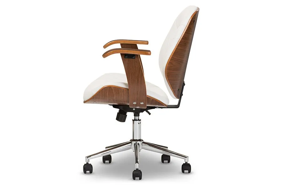 Home Office Rathburn Modern and Contemporary White and Walnut Office Chair