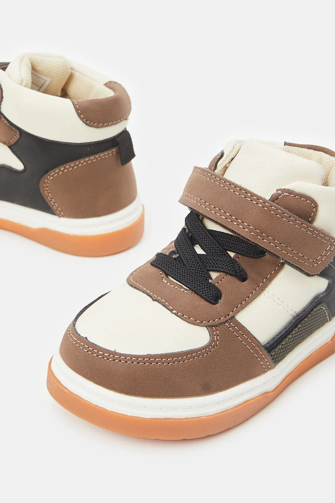 Infant Boys Brown Color Block High-Top