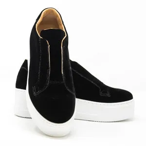 Jane Galland Black Velvet Platform Trainers