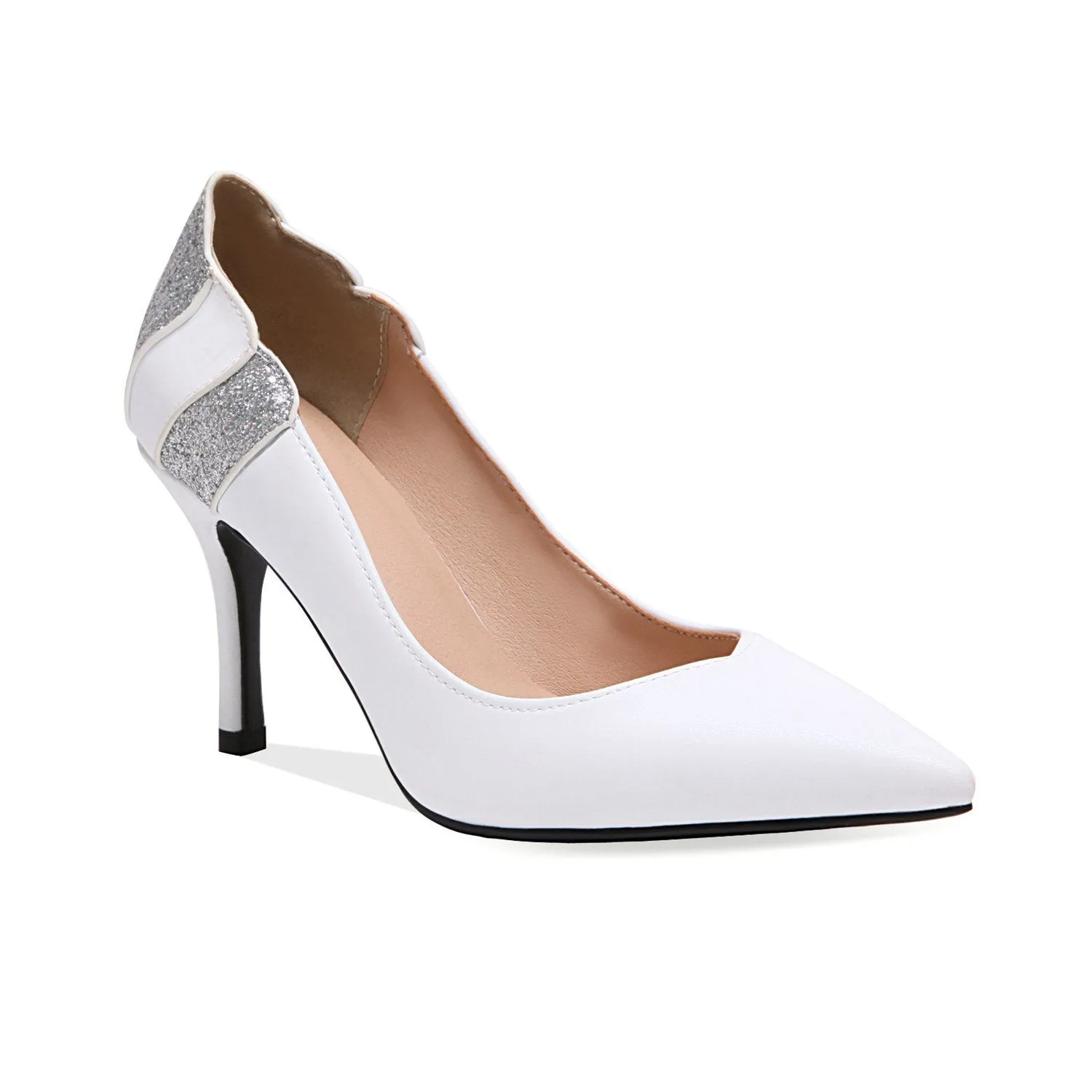 Lady Woman's Shoes High-heeled Shallow Super-fibre Pointed Toe Pumps