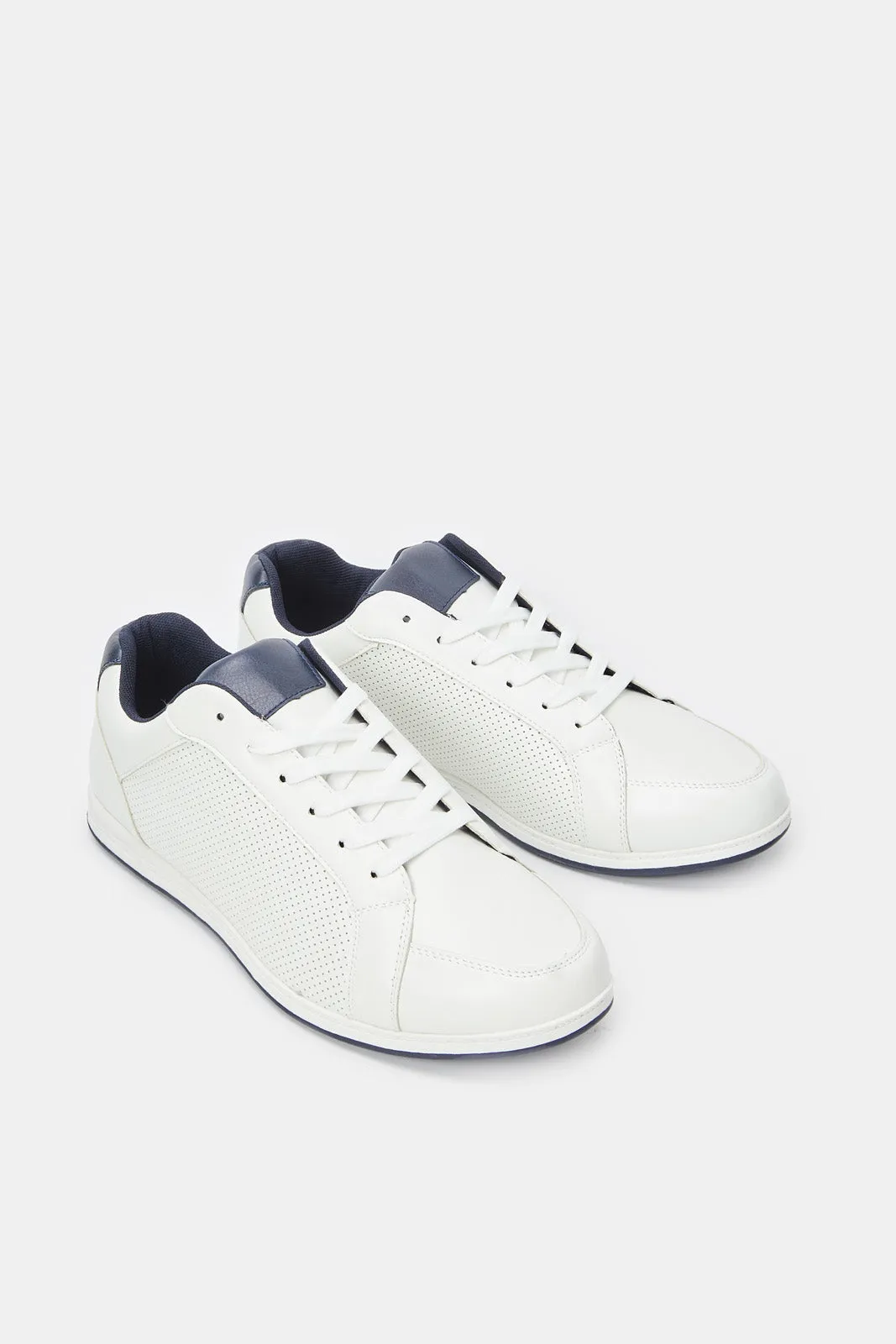 Men White Material Block Sneaker