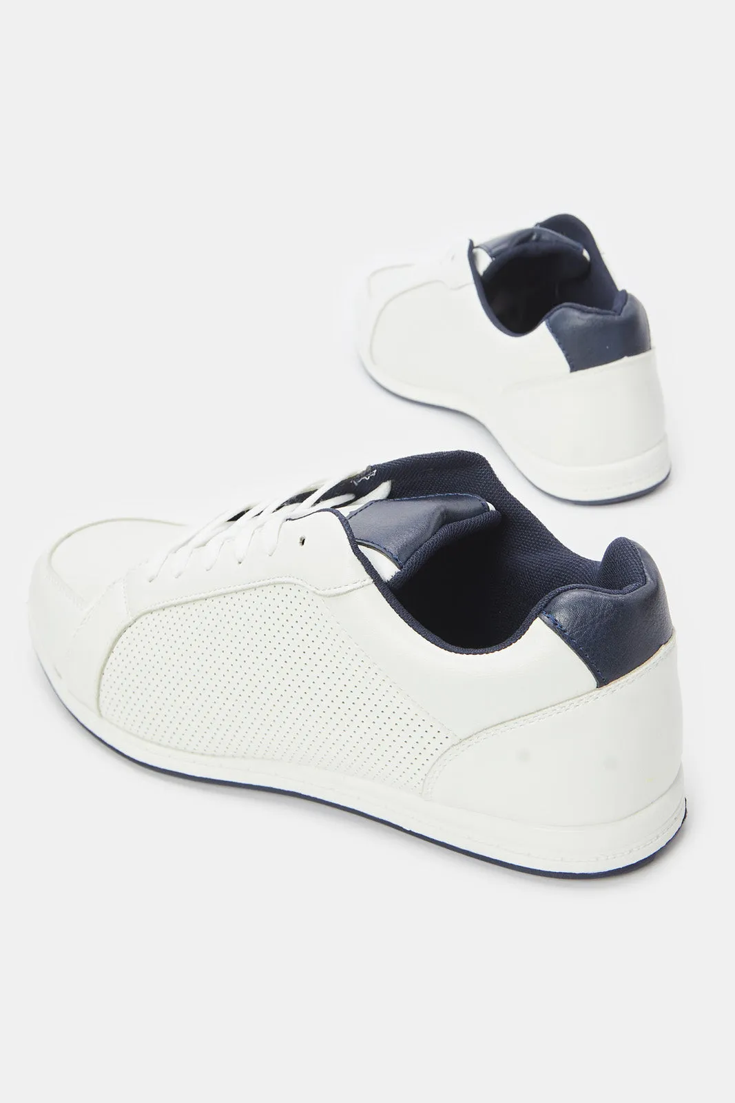 Men White Material Block Sneaker