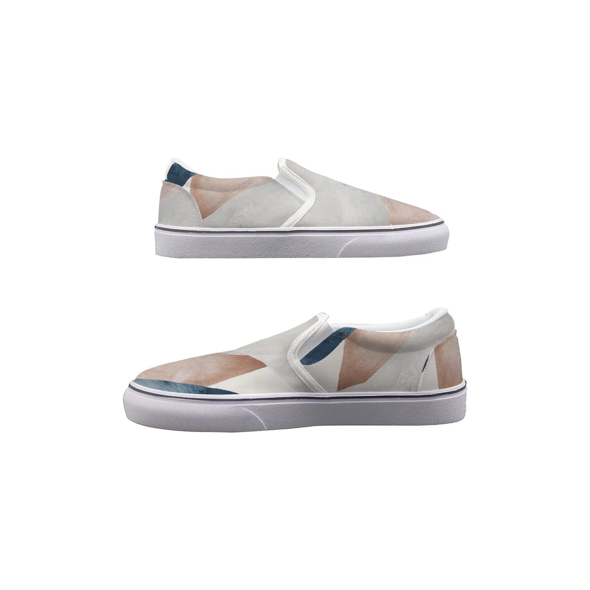 Men's Slip On Sneakers blue  pinkish with gray  print 74