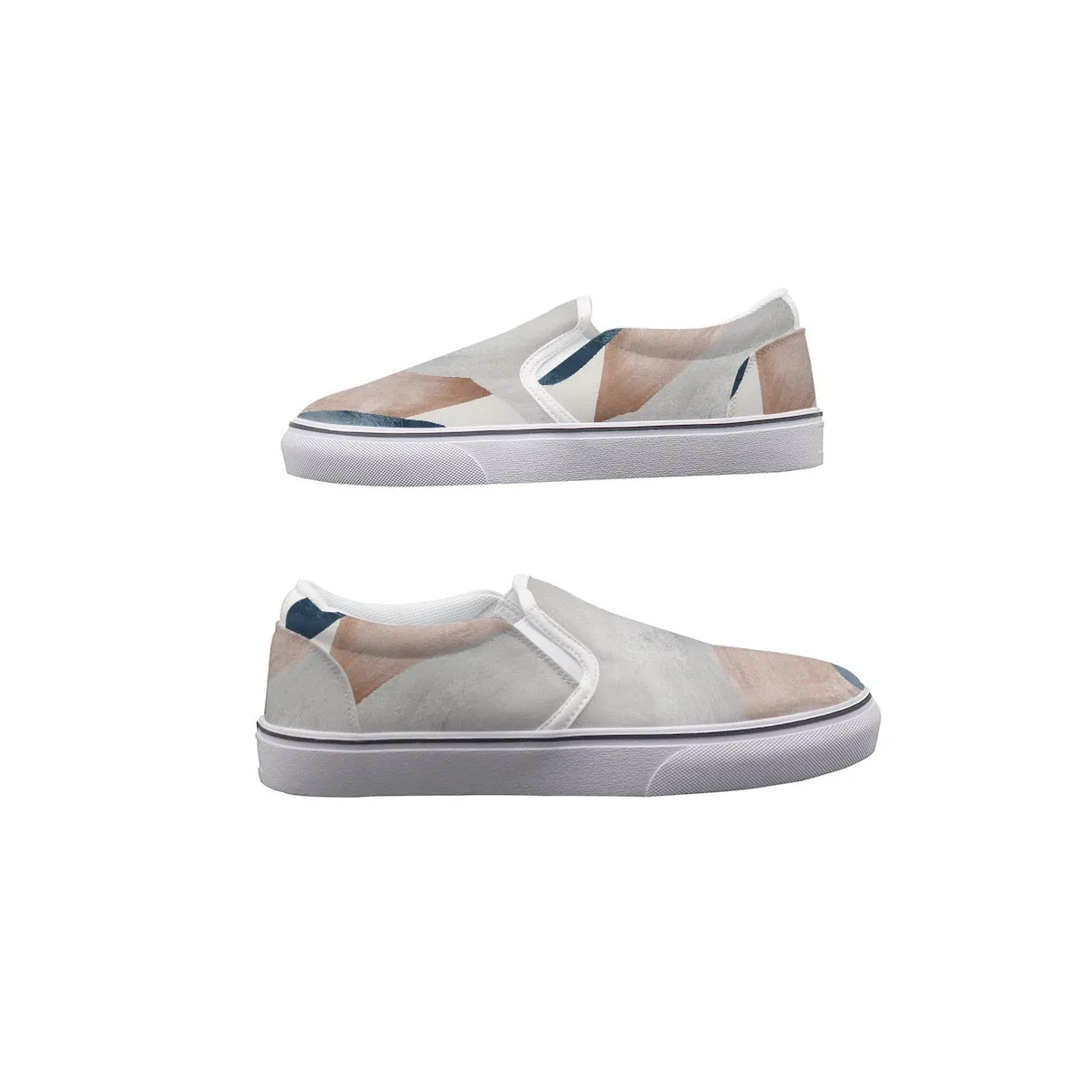 Men's Slip On Sneakers blue  pinkish with gray  print 74