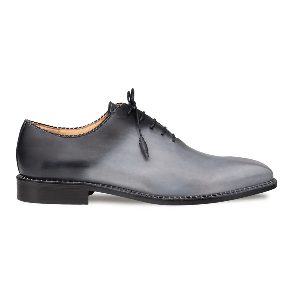 Mezlan Barbaro Two-Tone Grey/Black Calfskin Leather Whole-Cut Oxfords