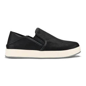 Olukai Women's Ki'ihele 'Ili Leather Slip On Shoe - Black/Black 20471-4040