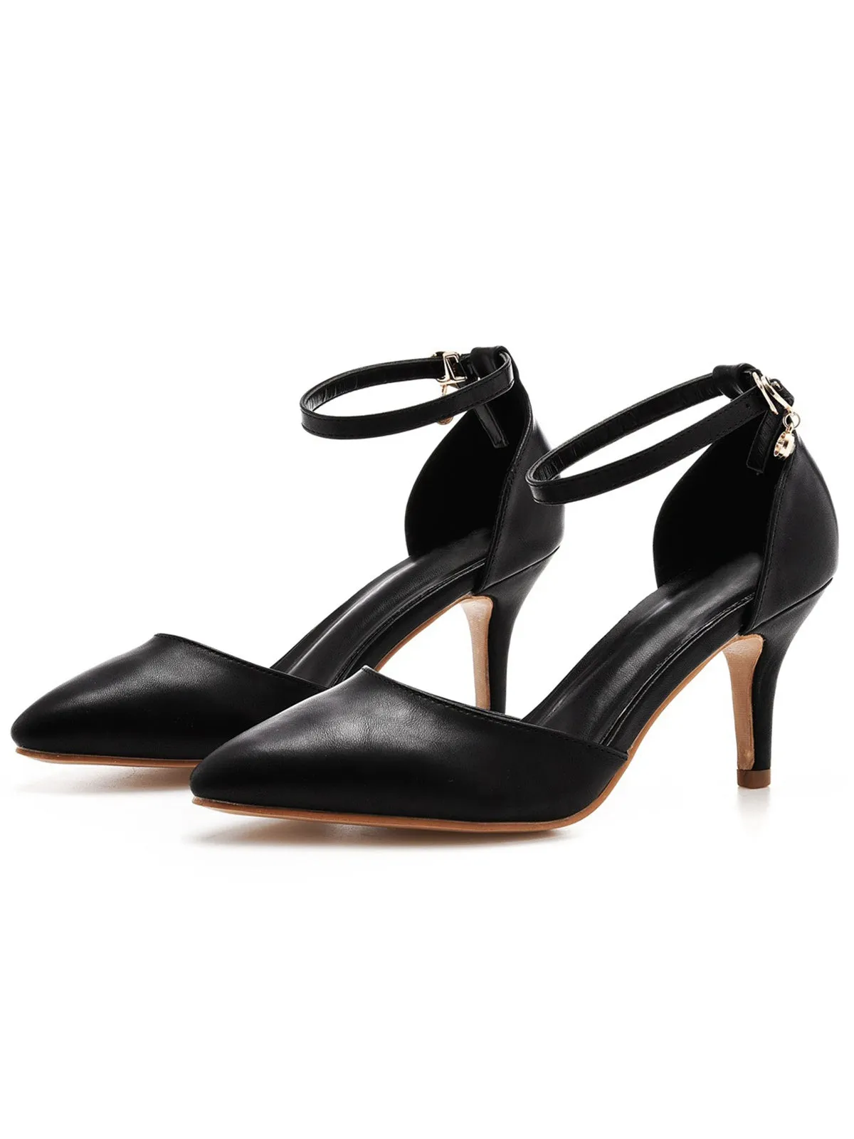 Pointed Toe Leather Stiletto Heels Shoes