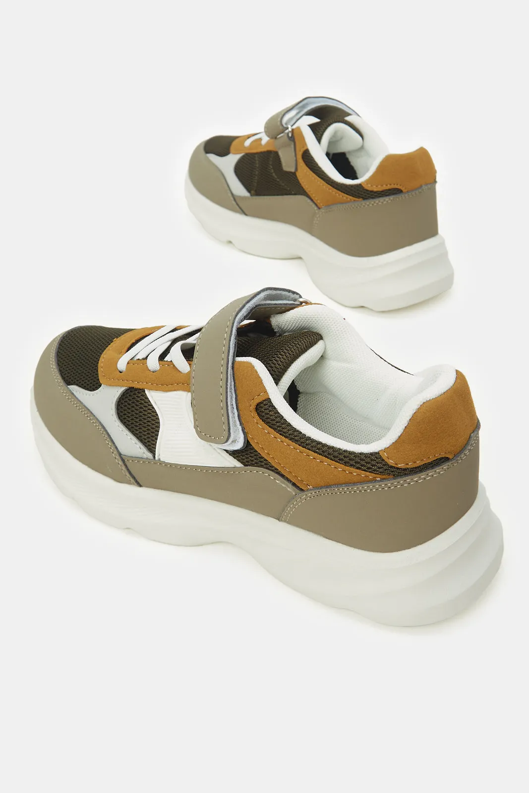 Senior Boys Beige And Brown Chunky Trainer