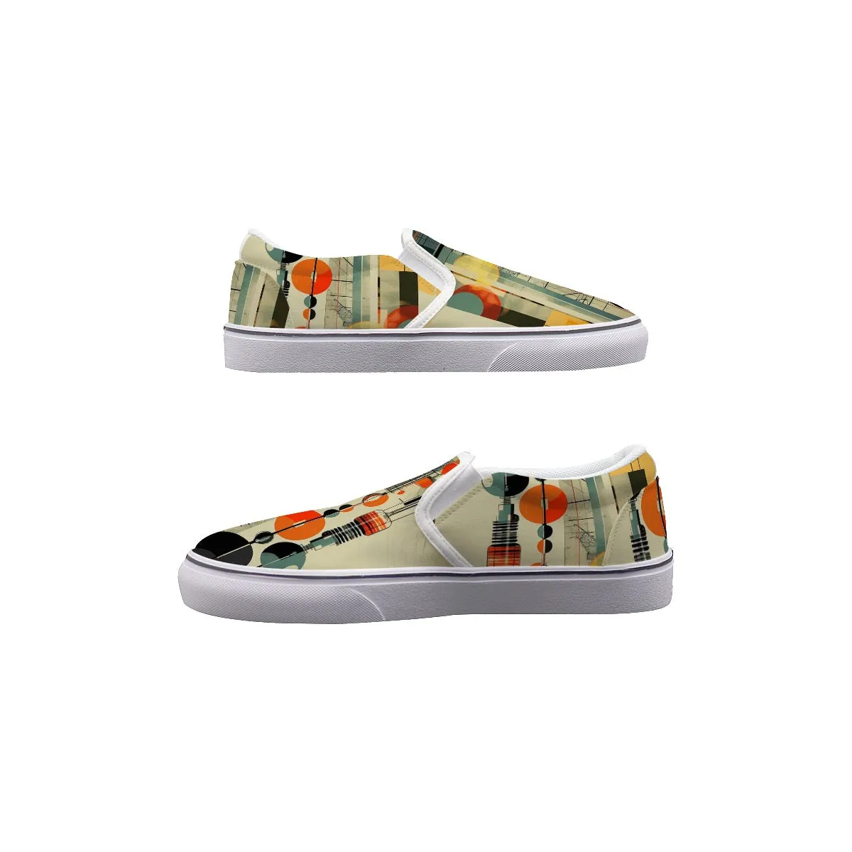 So#44 Men's Slip On Sneakers abstract print