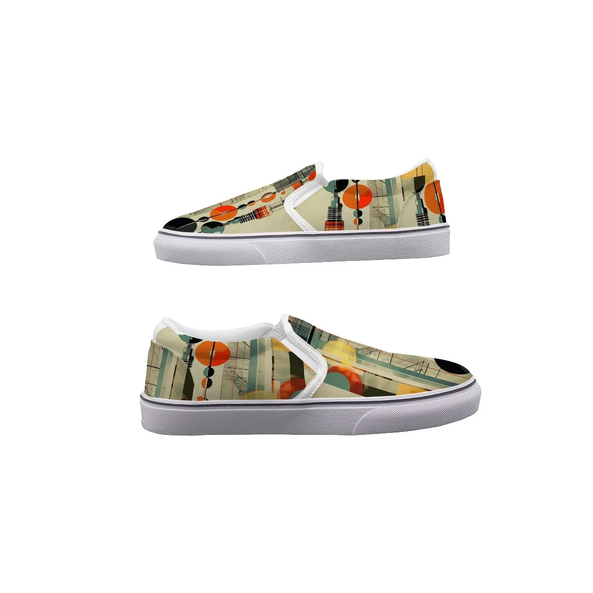 So#44 Men's Slip On Sneakers abstract print