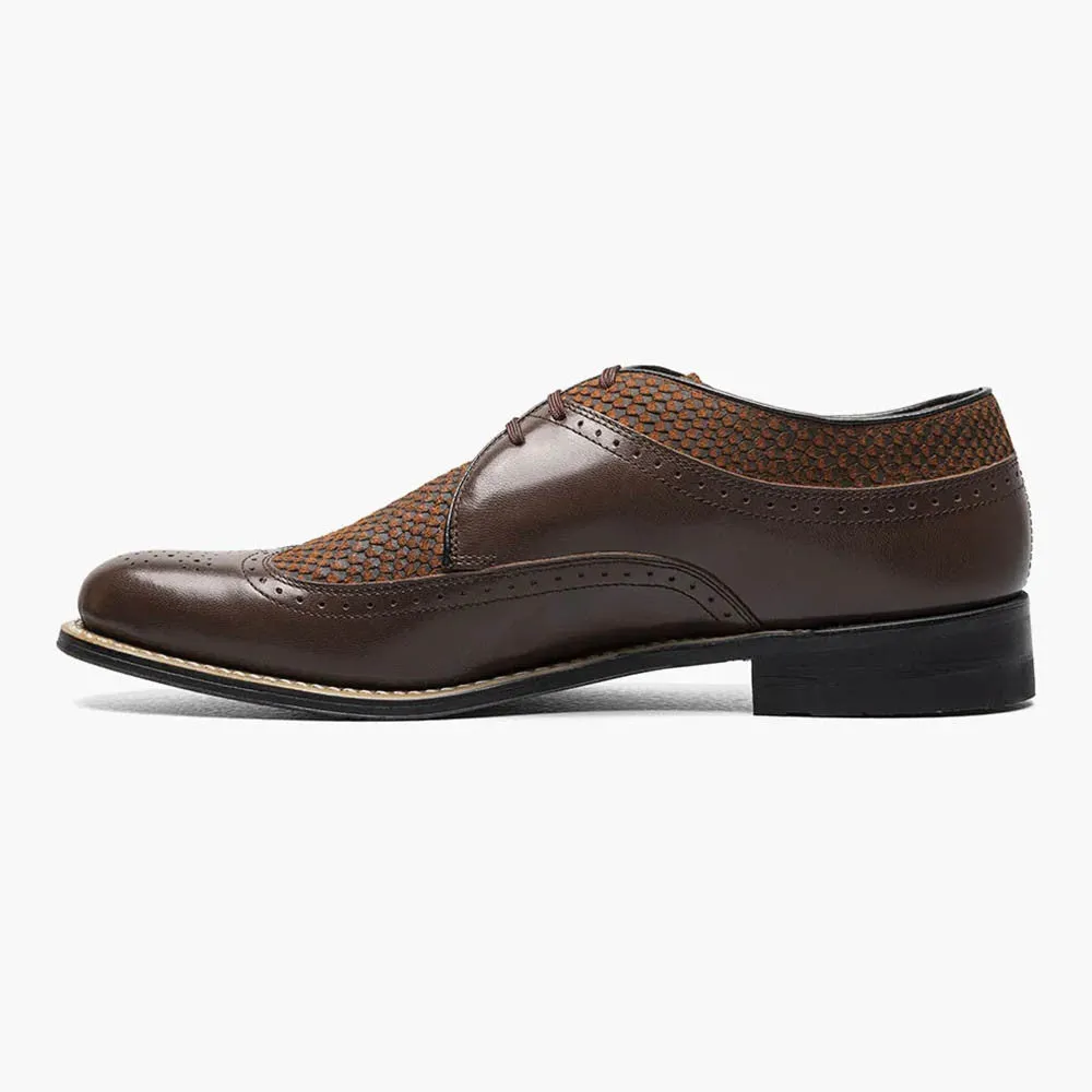 Stacy Adams DAYTON Brown Python Print Wingtip Oxford Shoes