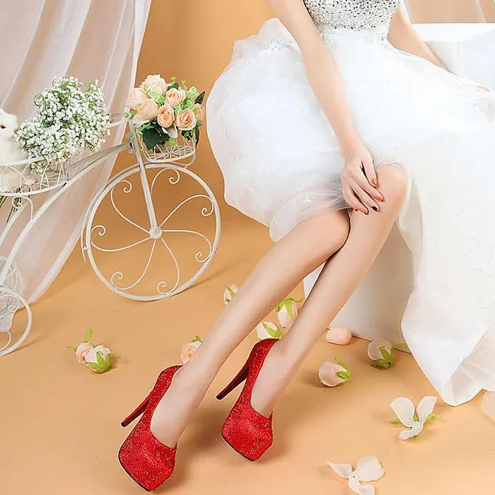 Weddding rhinestone platform stiletto heels