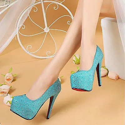 Weddding rhinestone platform stiletto heels