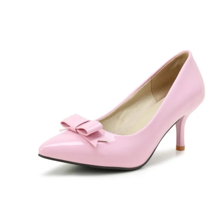 Women's Pointed Toe Bowtie High Heel Thin Heeled Pumps