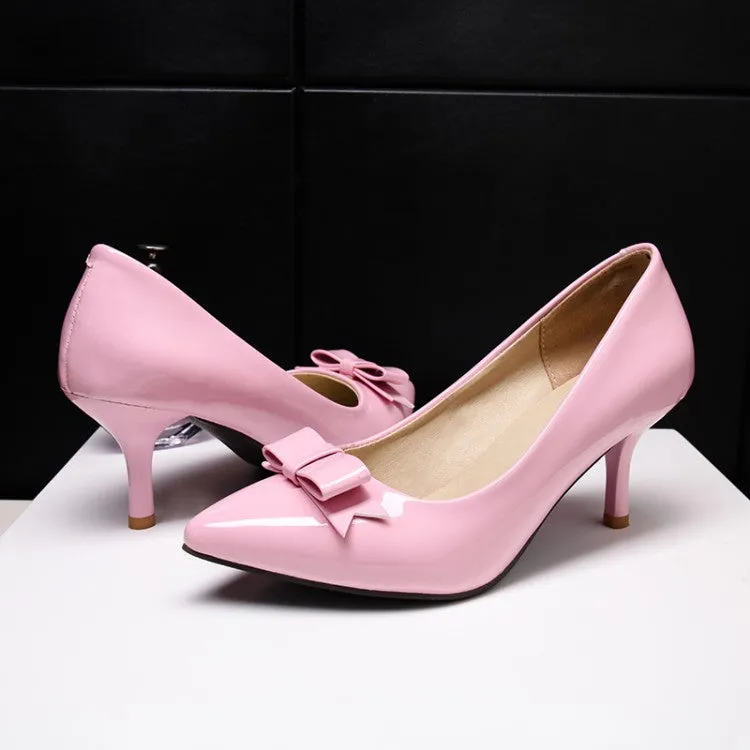 Women's Pointed Toe Bowtie High Heel Thin Heeled Pumps