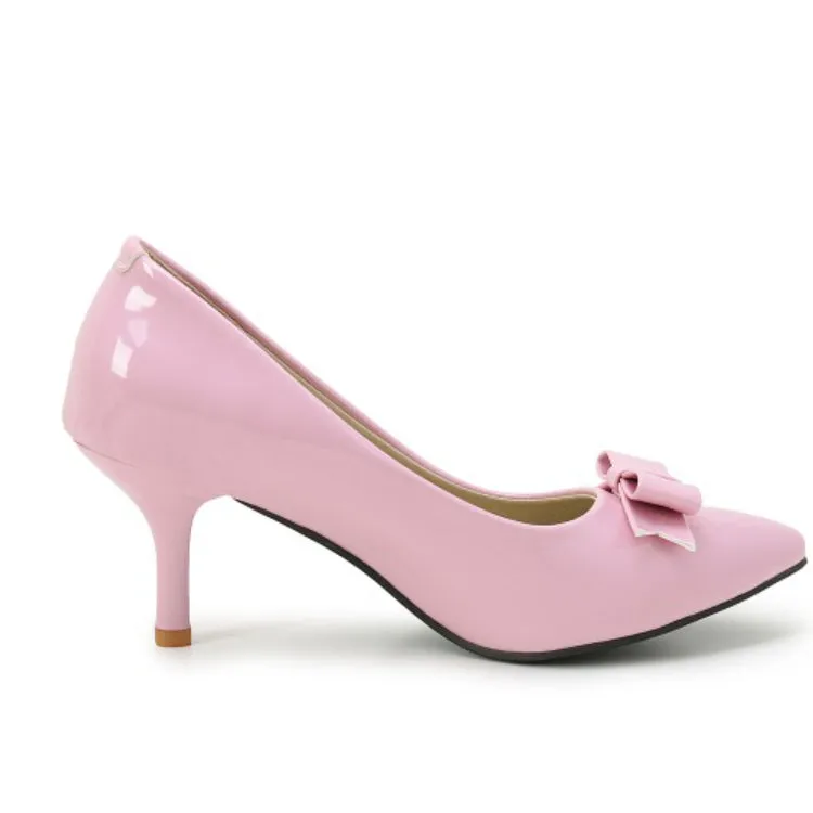 Women's Pointed Toe Bowtie High Heel Thin Heeled Pumps