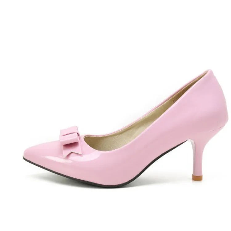 Women's Pointed Toe Bowtie High Heel Thin Heeled Pumps