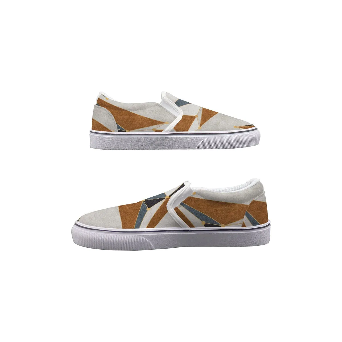 Women's Slip On Sneakers 239 gold and blue , beige print